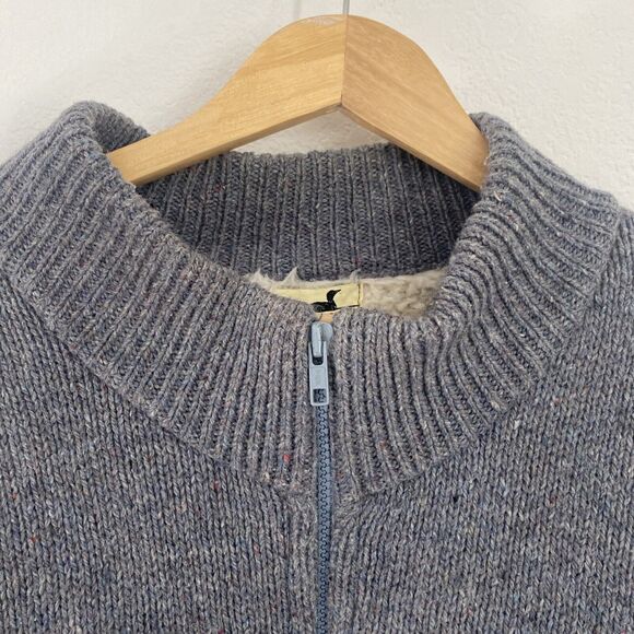 Vtg Winona Knits Full Zip Cardigan Grey Wool Sherpa Lined Grampa-core Sweater 2X - Picture 7 of 12